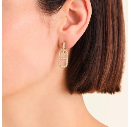 Rosefield staal vergulde oorsteker met zirkonia   Crystal Octagon Earrings  JEOPG-J1180