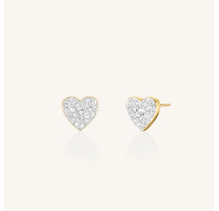 Rosefield staal vergulde oorsteker hart  Pavé Heart Studs  JEPHG-J1275
