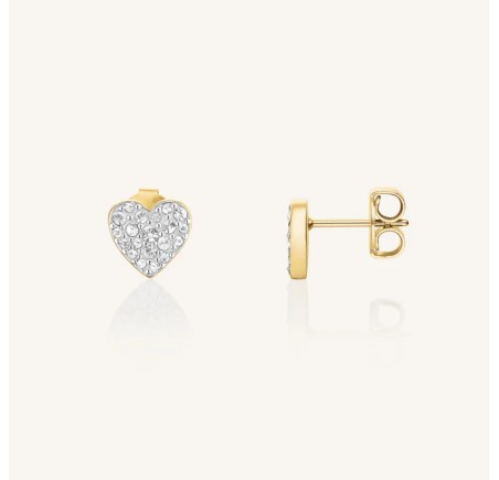 Rosefield staal vergulde oorsteker hart  Pavé Heart Studs  JEPHG-J1275