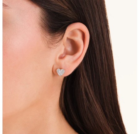 Rosefield staal vergulde oorsteker hart  Pavé Heart Studs  JEPHG-J1275