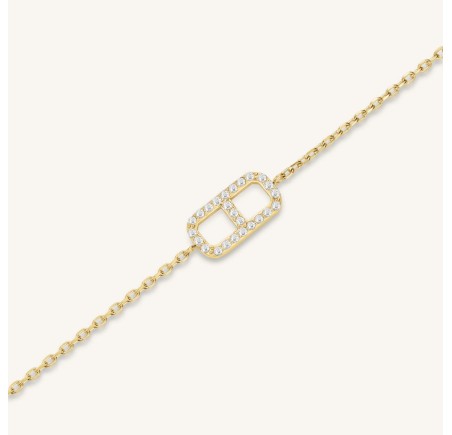 Rosefield staal verguld armband met zirkonia  Fine Octagon Bracelet  JBOCG-J1184