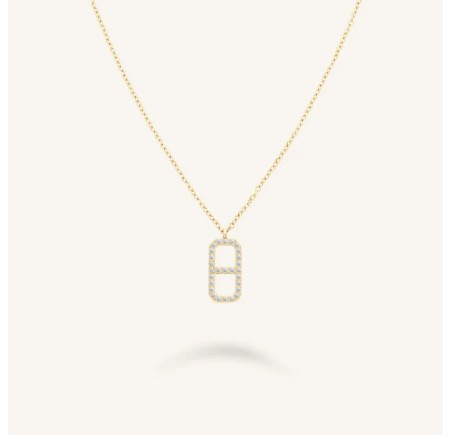 Rosefield staal verguld collier met zirkonia  Fine Octagon Pendant Gold  JNOCG-J1183