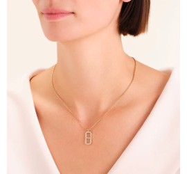 Rosefield staal verguld collier met zirkonia  Fine Octagon Pendant Gold  JNOCG-J1183