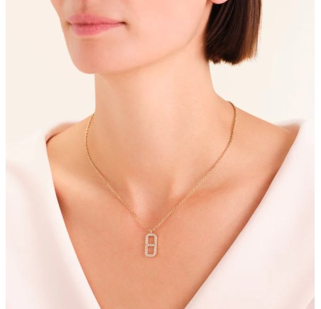 Rosefield staal verguld collier met zirkonia  Fine Octagon Pendant Gold  JNOCG-J1183