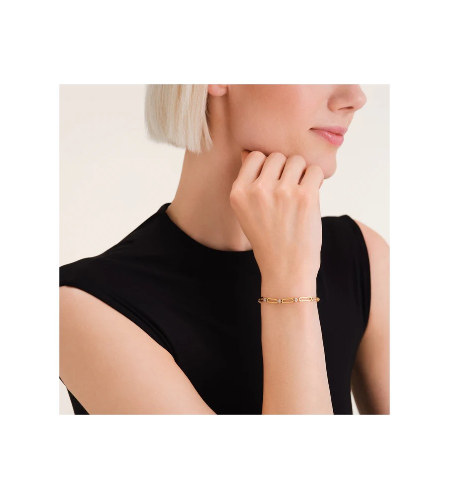 Rosefield stalen vergulde armband met zirkonia