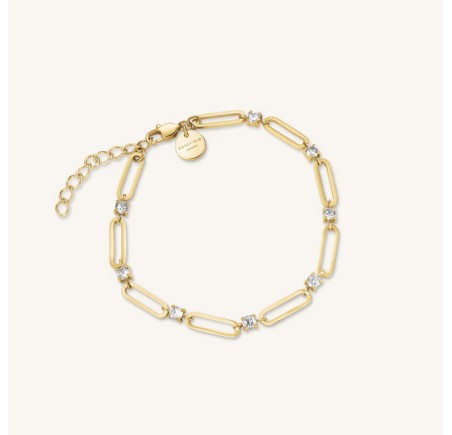 Rosefield stalen vergulde armband met zirkonia  Round Crystals Bracelet Gold  JBRCG-J1024