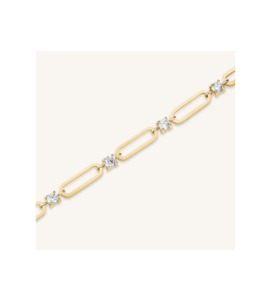 Rosefield stalen vergulde armband met zirkonia