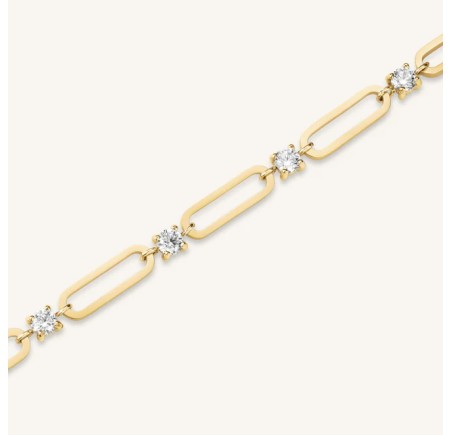 Rosefield stalen vergulde armband met zirkonia  Round Crystals Bracelet Gold  JBRCG-J1024