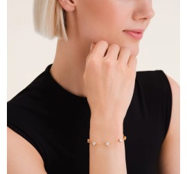 Rosefield staal verguld armband met zirkonia hartjes  Row Hearts Bracelet  JBRHG-J1013