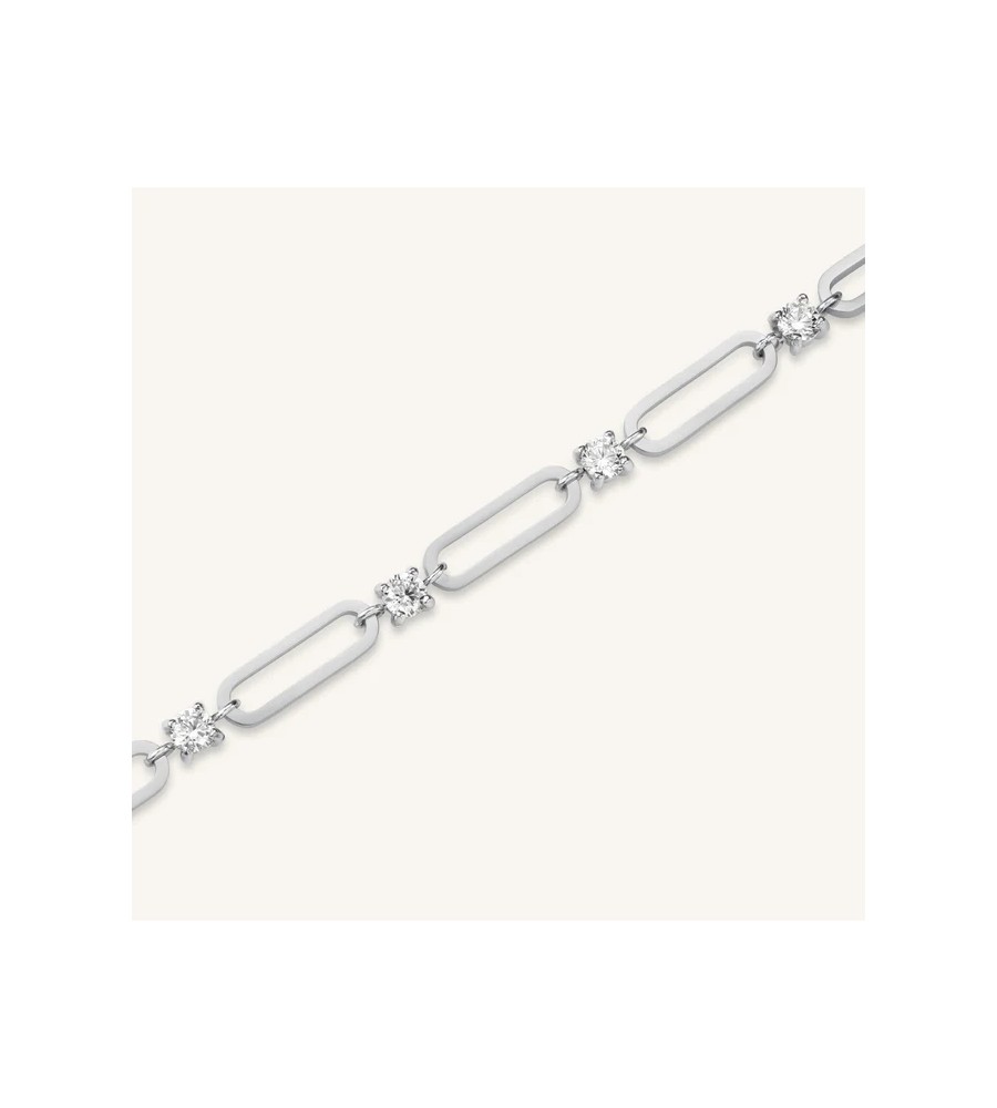 Rosefield stalen armband met zirkonia