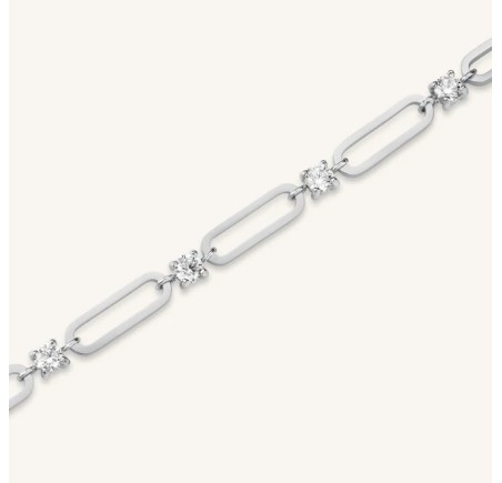 Rosefield stalen armband met zirkonia  Round Crystals Bracelet Silver  JBRCS-J1025