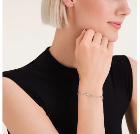 Rosefield stalen armband met zirkonia  Round Crystals Bracelet Silver  JBRCS-J1025