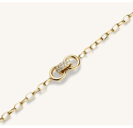 Rosefield stalen vergulde armband met zirkonia  Bow Studs Bracelet   JBBSG-J899
