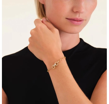 Rosefield stalen vergulde armband met zirkonia  Bow Studs Bracelet   JBBSG-J899