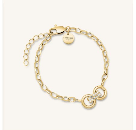 Rosefield stalen vergulde armband met zirkonia  Bow Studs Bracelet   JBBSG-J899