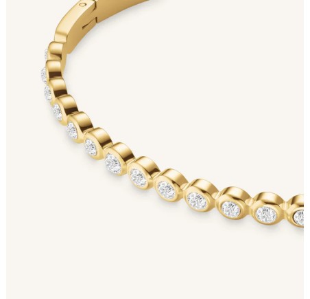 Rosefield staal vergulde slavenarmband zirkonia  Bubble Crystal Bangle   JBBCG-J1208