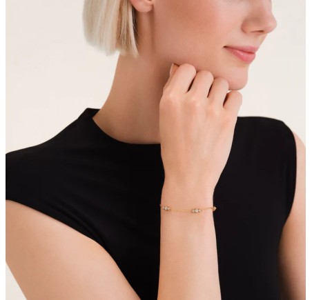 Rosefield stalen armband met zirkonia  Triple Crystal Bracelet   JBTCG-J1020