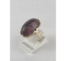 Gouden damesring met rhodoniet