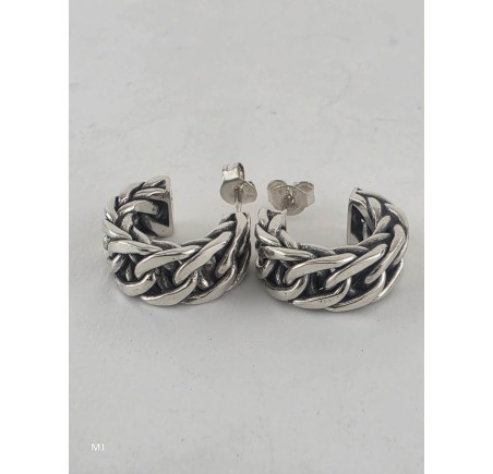 Zilveren half creolen