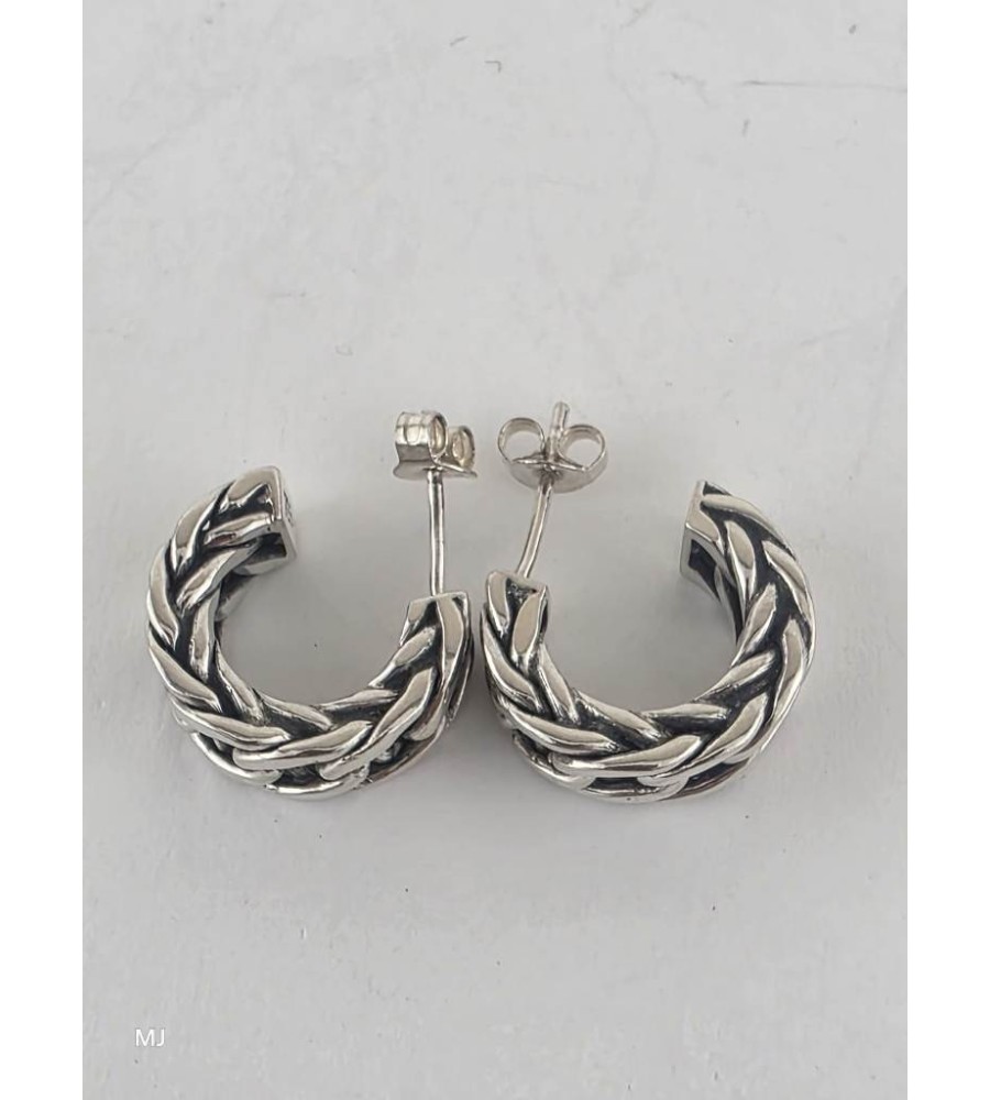 Zilveren half creolen