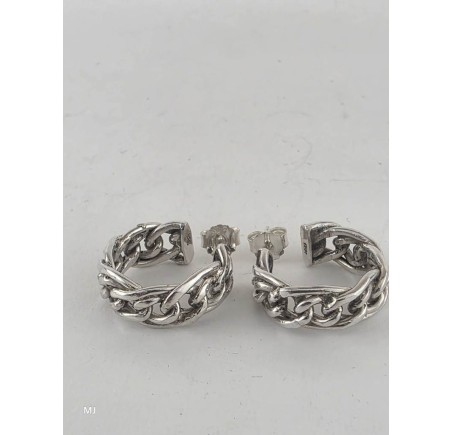 Zilveren half creolen