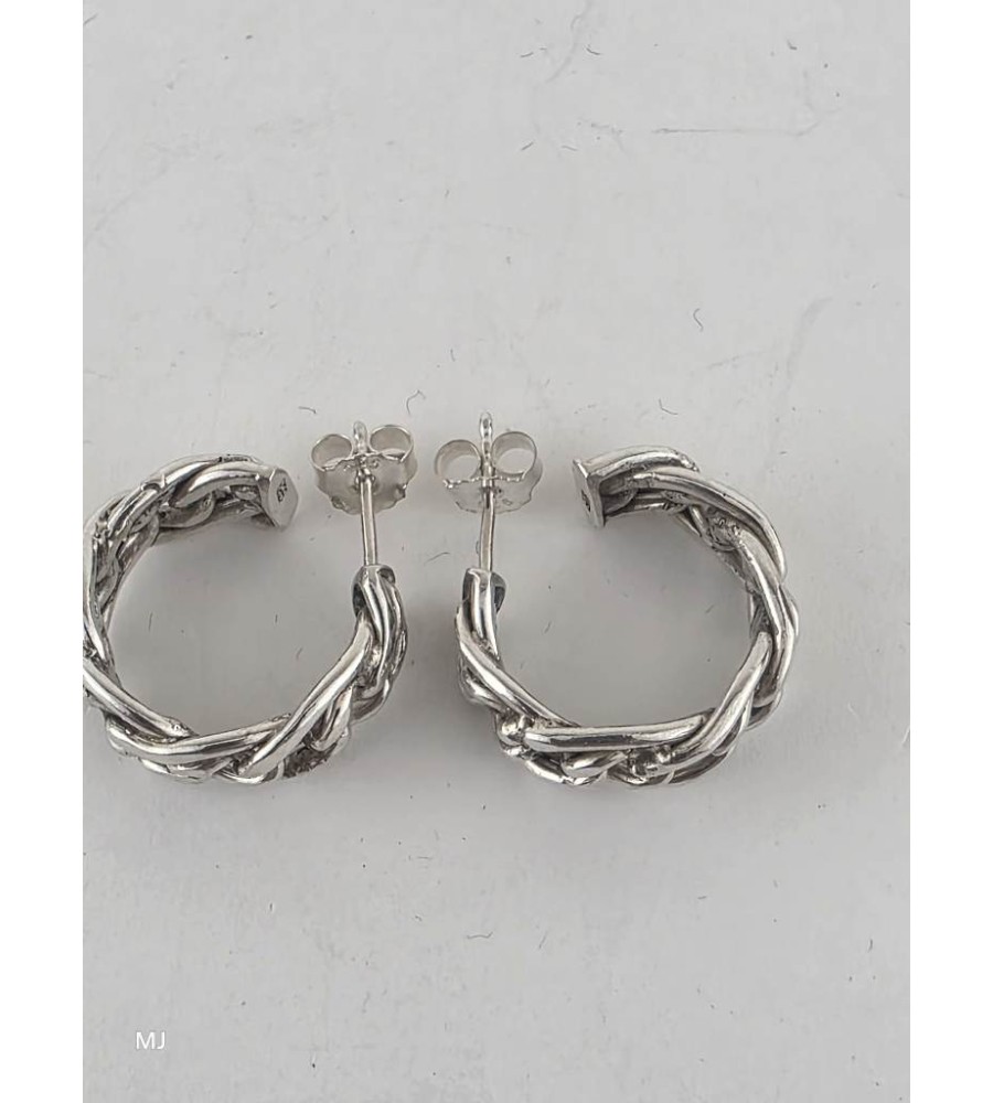 Zilveren half creolen