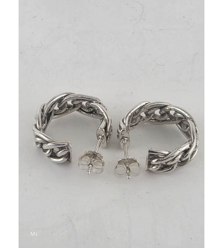 Zilveren half creolen