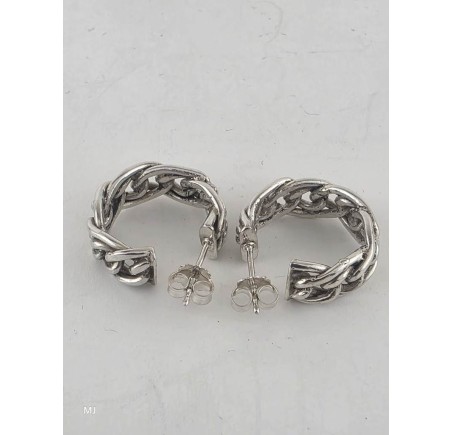 Zilveren half creolen