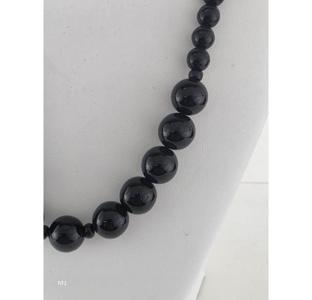 Onix collier met zilveren slot