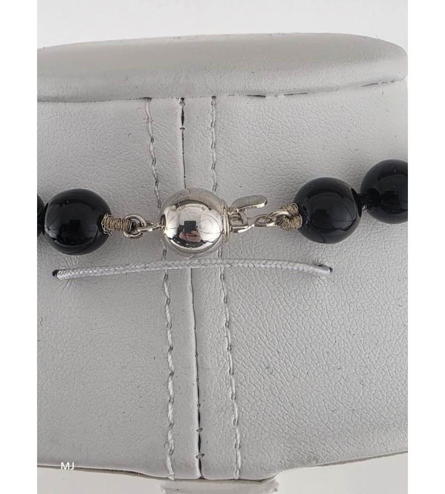 Onix collier met zilveren slot