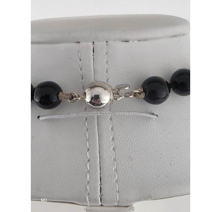 Onix collier met zilveren slot