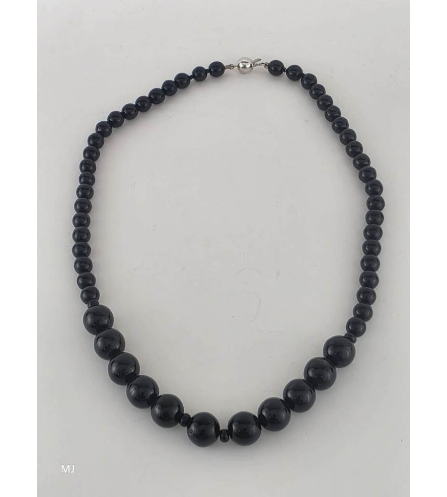Onix collier met zilveren slot