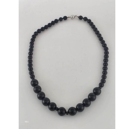 Onix collier met zilveren slot