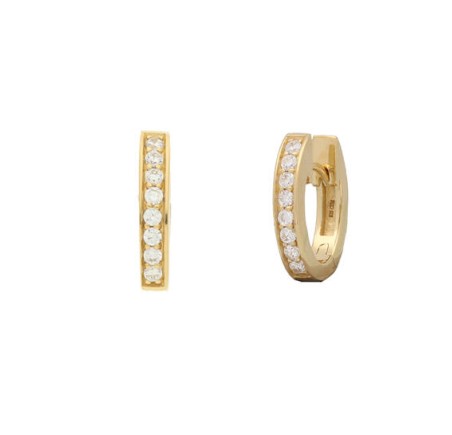Zilveren klapcreolen verguld ovaal met zirkonia 107.8011