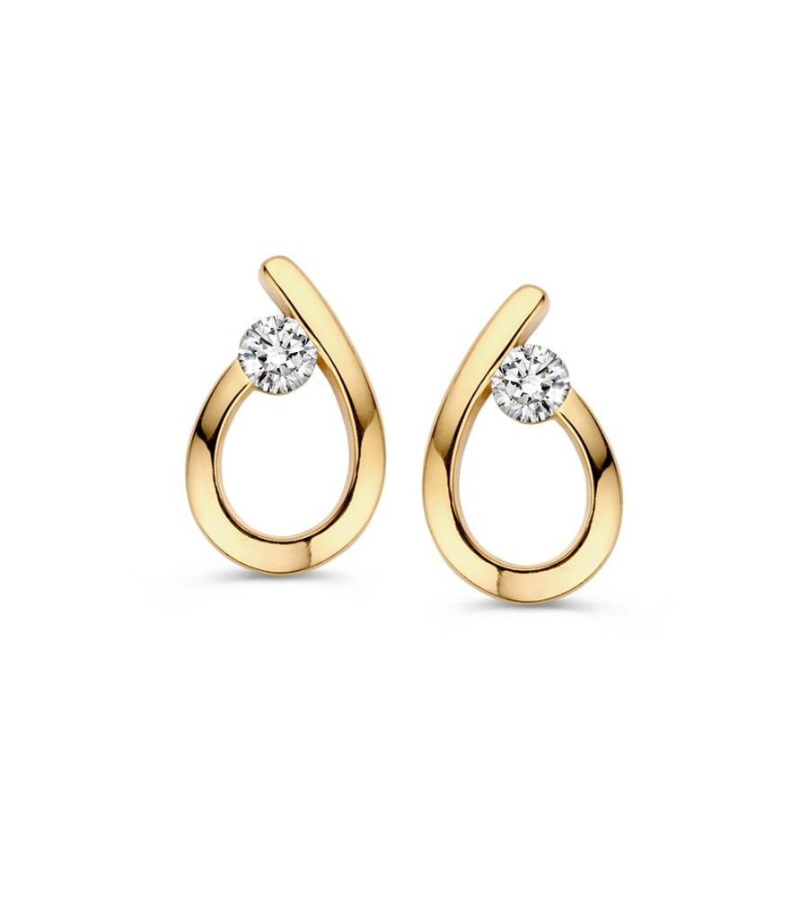 Excellent Jewelry gouden oorknoppen met zirkonia