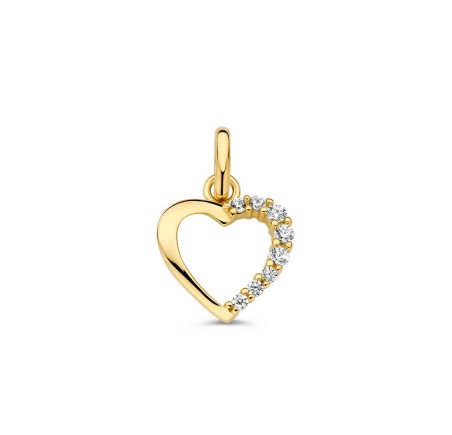 Gouden hart hanger met zirkonia  HB128169