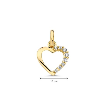 Gouden hart hanger met zirkonia  HB128169