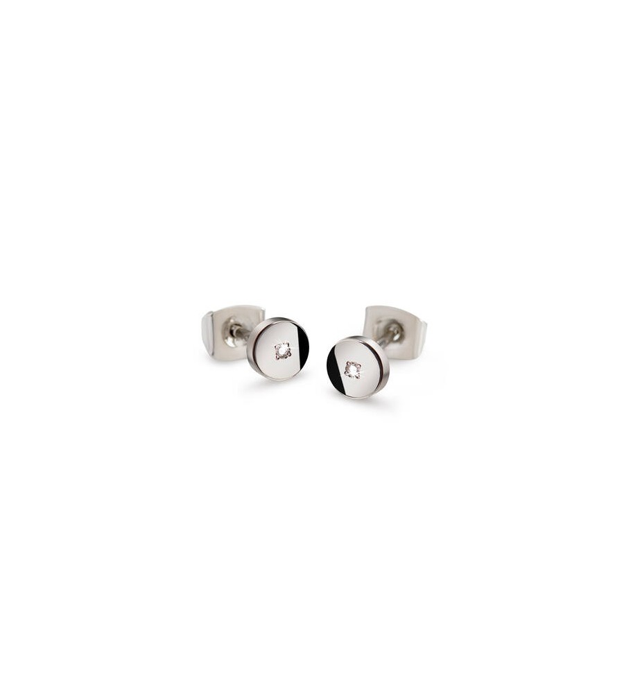 Boccia titanium oorknoppen met diamant
