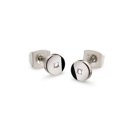Boccia titanium oorknoppen met diamant 05064-03