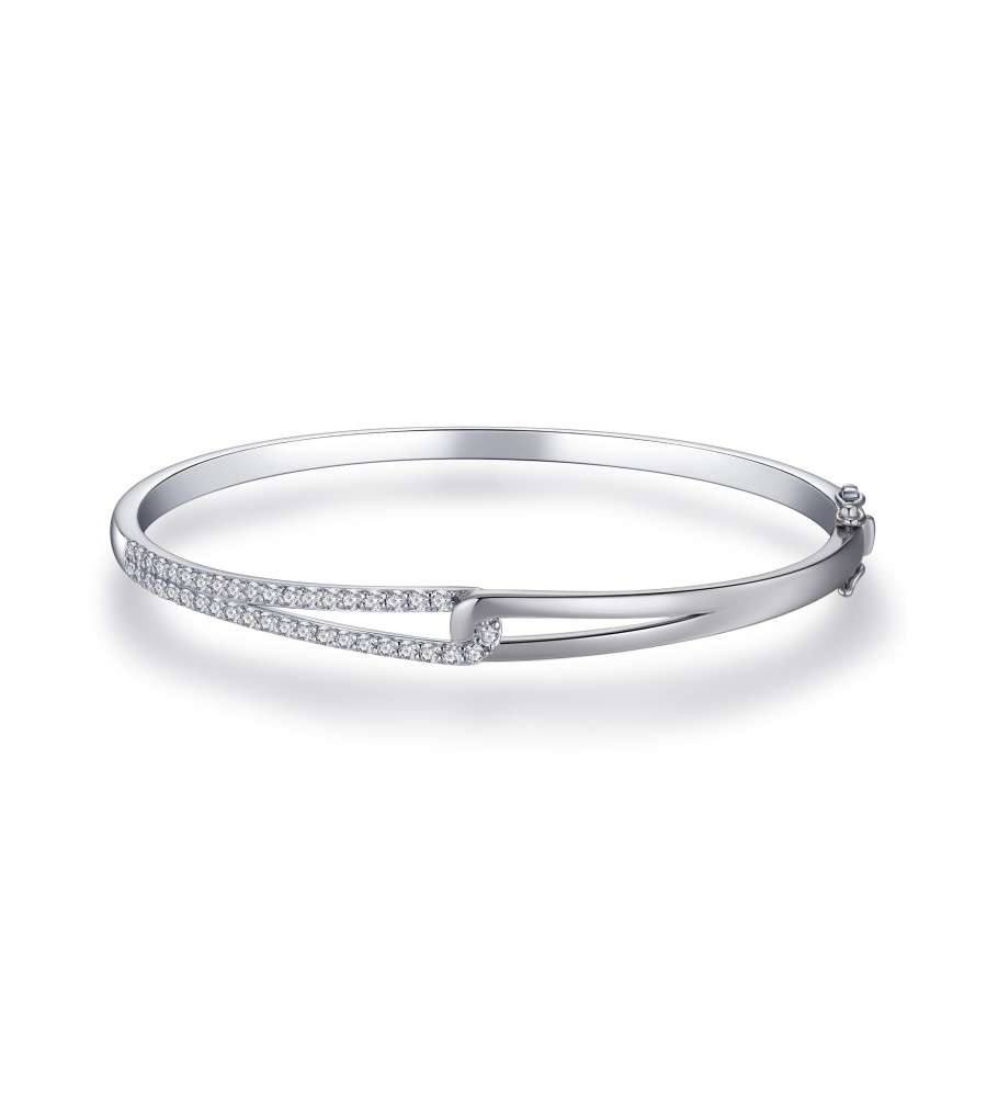Zilveren slavenband fantasie met zirkonia