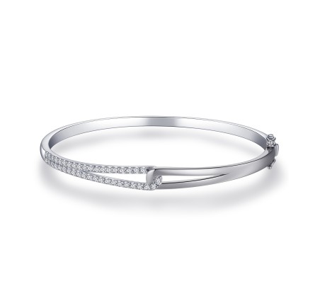Zilveren slavenband fantasie met zirkonia Gisser SB36