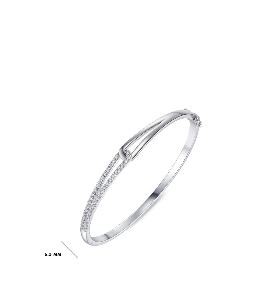 Zilveren slavenband fantasie met zirkonia