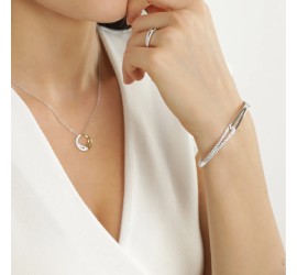 Zilveren slavenband fantasie met zirkonia Gisser SB36