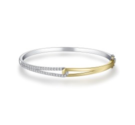 Zilveren bicolor slavenband fantasie met zirkonia Gisser SB36Y