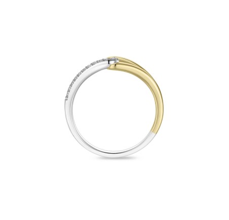 Zilveren bicolor damesring met zirkonia  Gisser R493Y