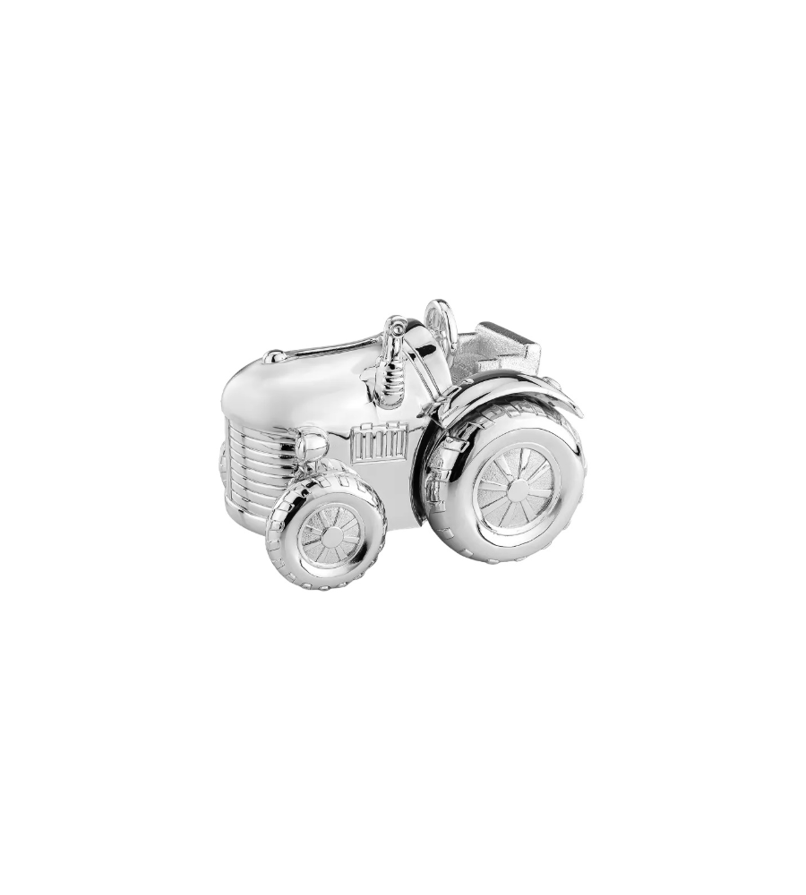 Verzilverde spaarpot tractor
