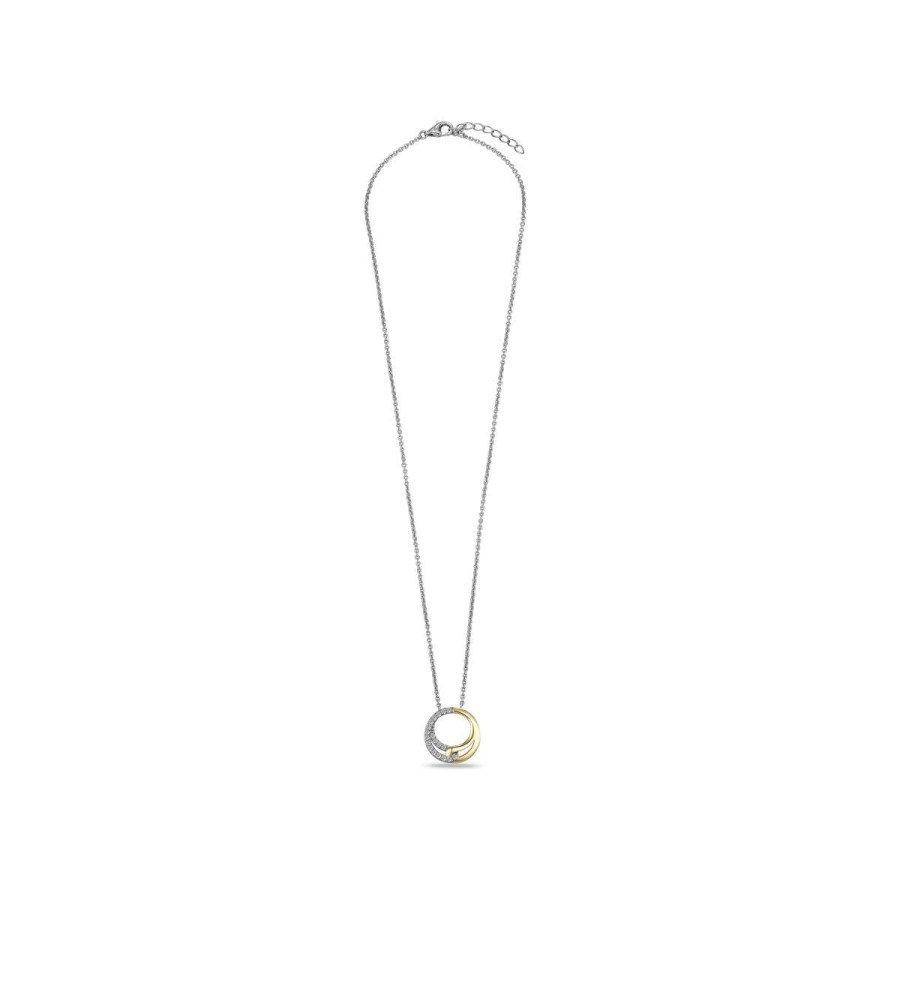 Zilveren bicolor collier met zirkonia