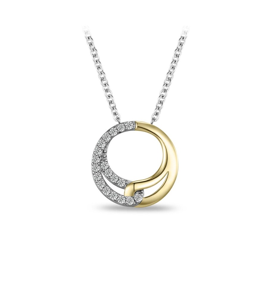 Zilveren bicolor collier met zirkonia