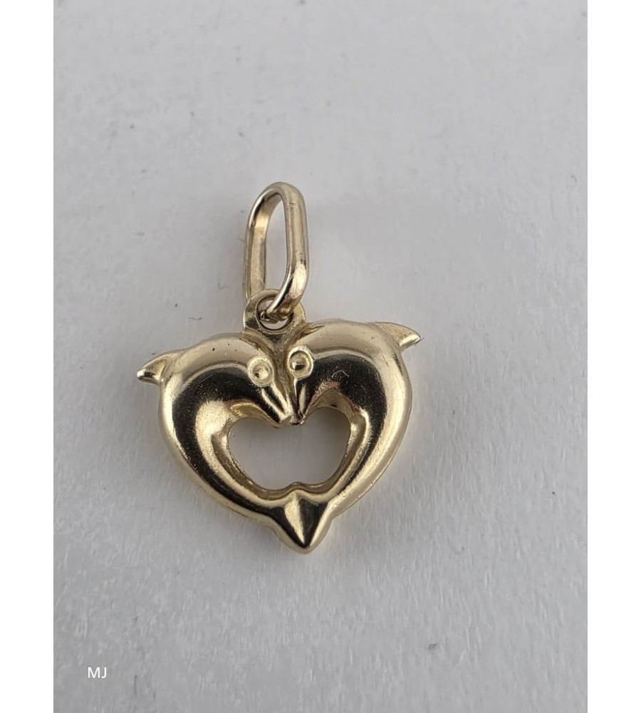 Gouden hanger hartje van dolfijnen