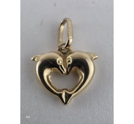 Gouden hanger hartje van dolfijnen